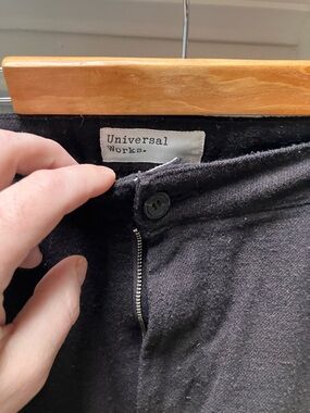 Universal Works Men's Black Wool-Blend Pants